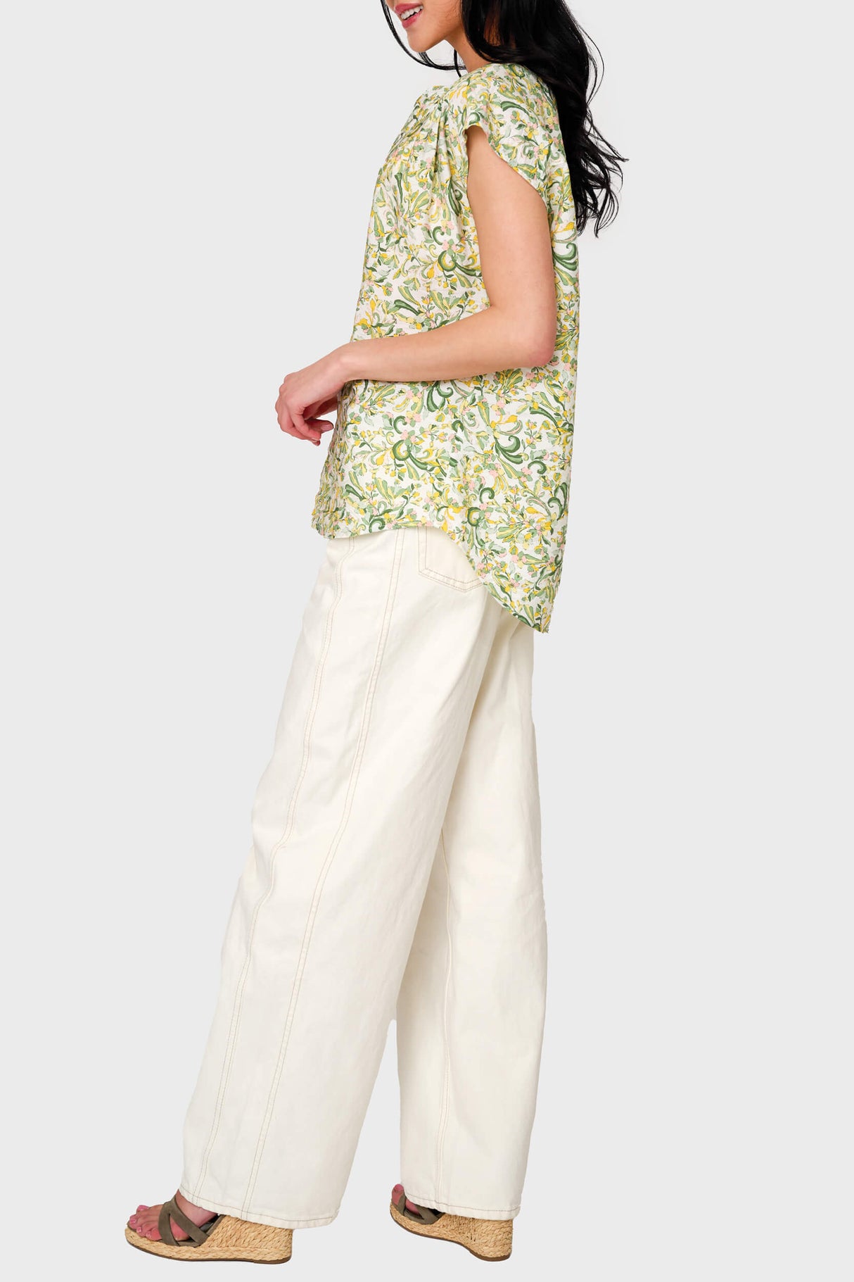 Cap Sleeve Notch Neck Blouse from Gibsonlook