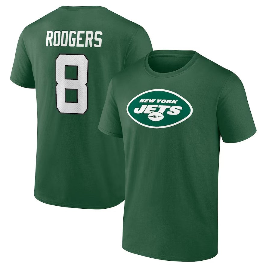 Aaron Rodgers New York Jets Icon Name & Number T-Shirt  from Dynasty Sports & Framing