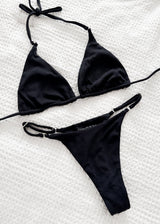 Nalani String Bottom X Black Eco-Rib from Sundaze Bikinis