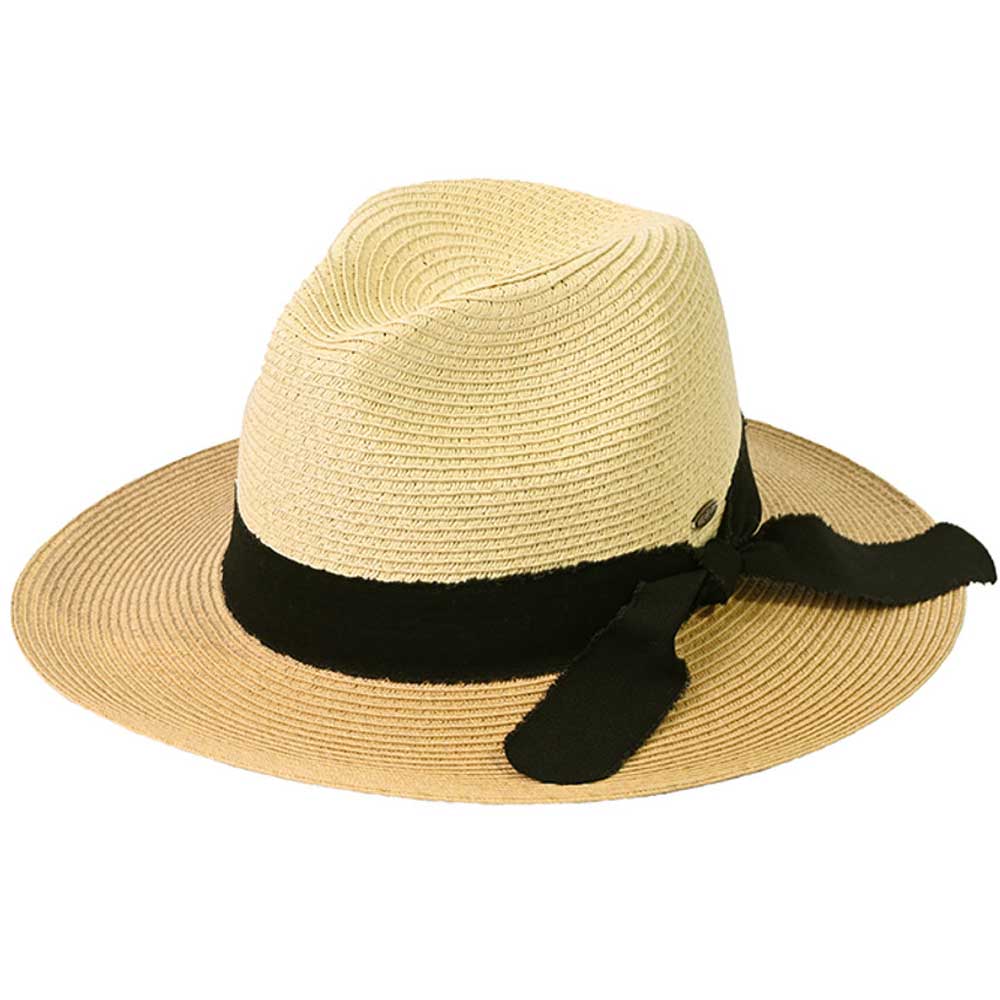 C.C Frayed Bow Trim Band Panama Hat from Madeline Love