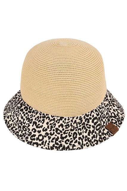 C.C Baby Leopard Print Cloche Straw Bucket Hat from Madeline Love