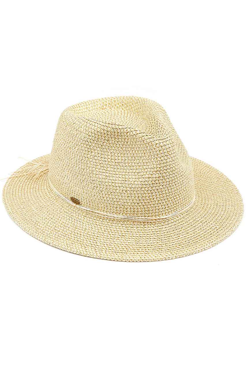 C.C Lurex Paper Straw Panama Sun Hat from Madeline Love