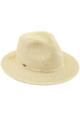 C.C Lurex Paper Straw Panama Sun Hat from Madeline Love