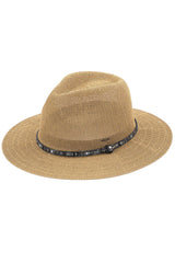 C.C MULTI THREAD RHINESTONE TRIM BAND PANAMA HAT from Madeline Love