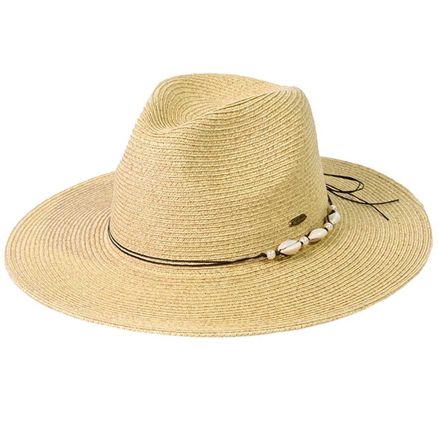 C.C Shell And Pearl Trim Band Panama Sun Hat from Madeline Love