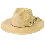C.C Shell And Pearl Trim Band Panama Sun Hat from Madeline Love
