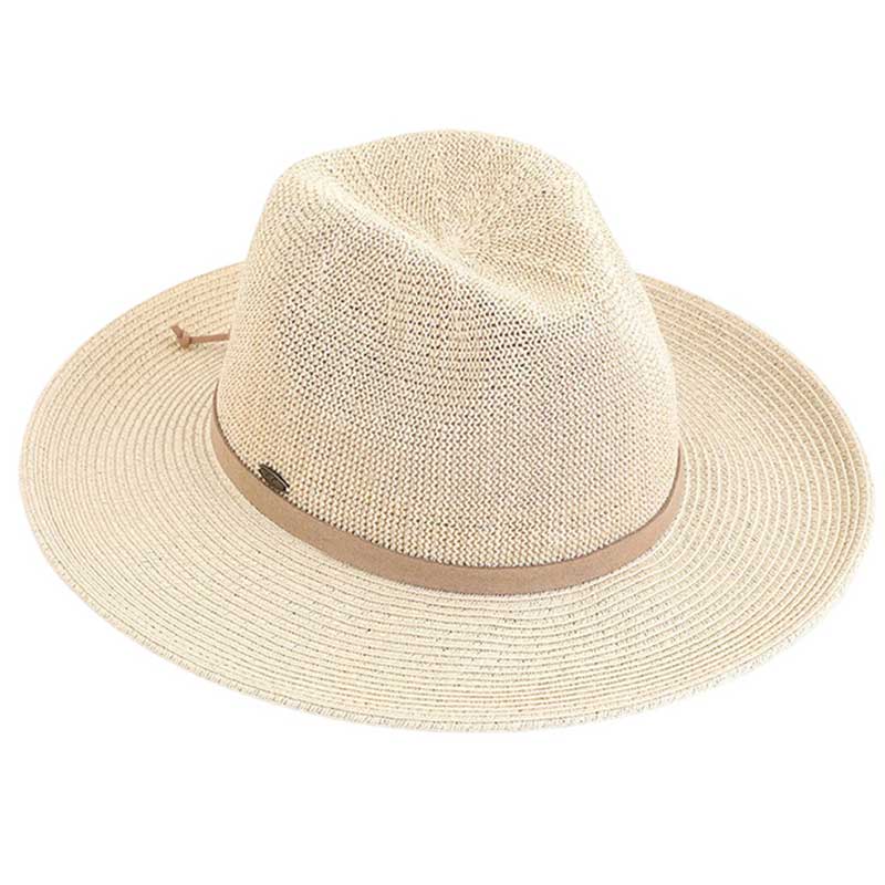 C.C Suede Lace Trim Band Panama Hat from Madeline Love