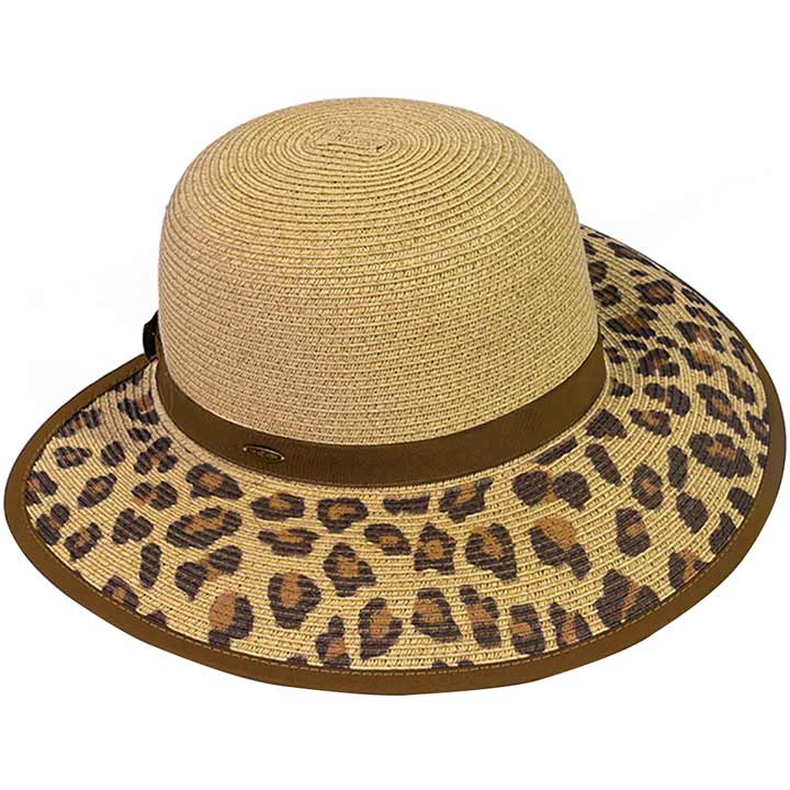 C.C Leopard Wide Brim Straw Sun Hat from Madeline Love