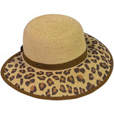 C.C Leopard Wide Brim Straw Sun Hat from Madeline Love