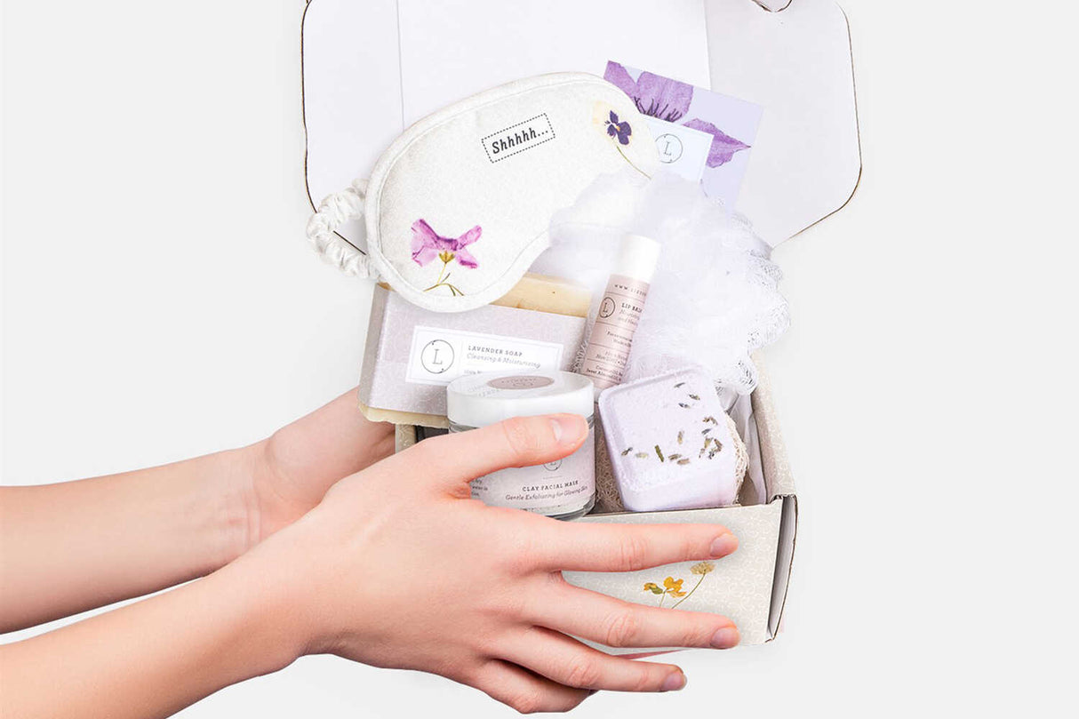 Lavender bath and body set, Natural skincare appreciation gift box from Lizush
