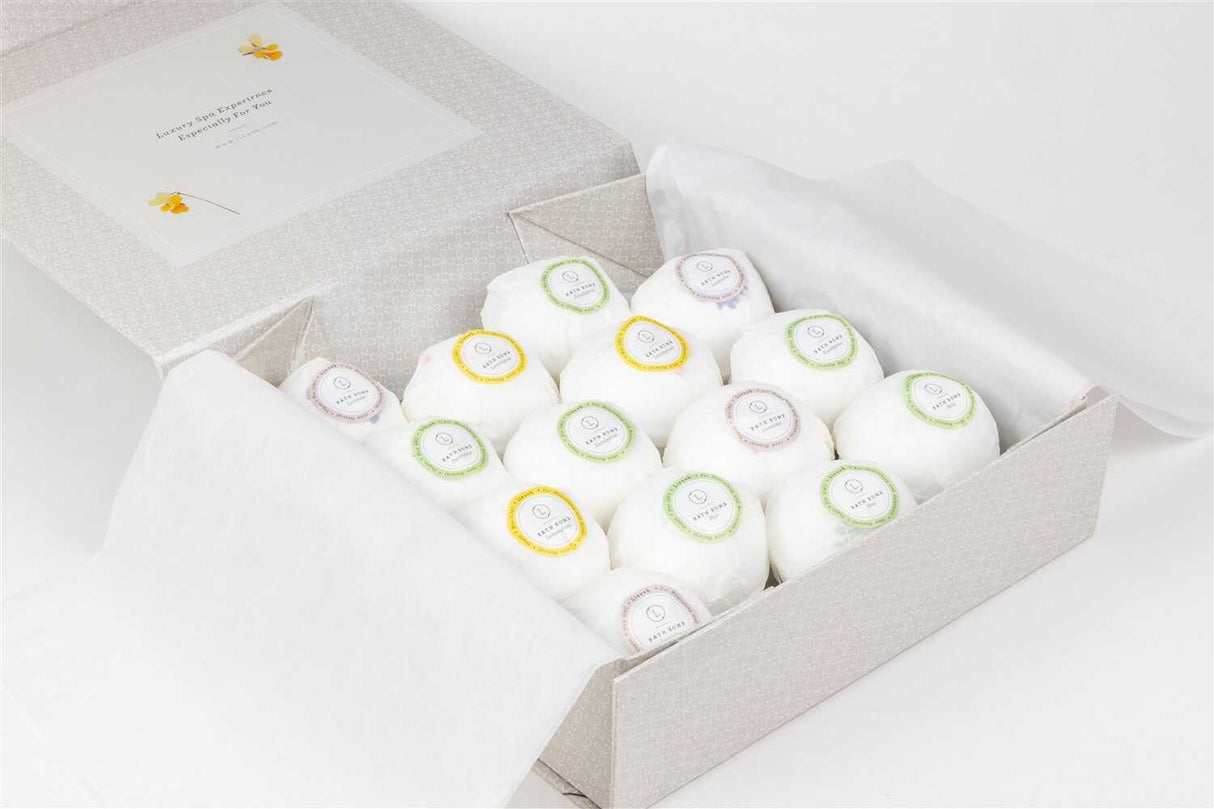 Bath Bombs Gift Box, Set of 14 Big 100% Natural Relaxing Bath Bombs from Lizush