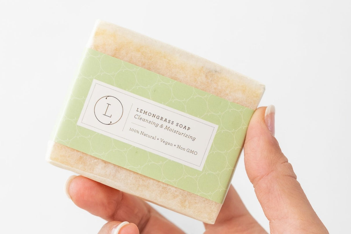 2 x Lemongrass Natural Soap Bar, Handmade Body Soap Gift from Lizush