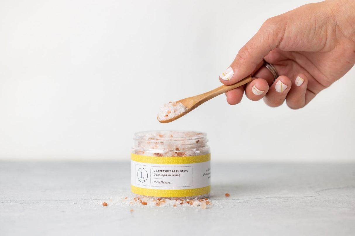 CBD Grapefruit Natural Bath Salt Soak with CBD. Made with Dead sea, Epsom and Himalayan salts (THC free) from Lizush
