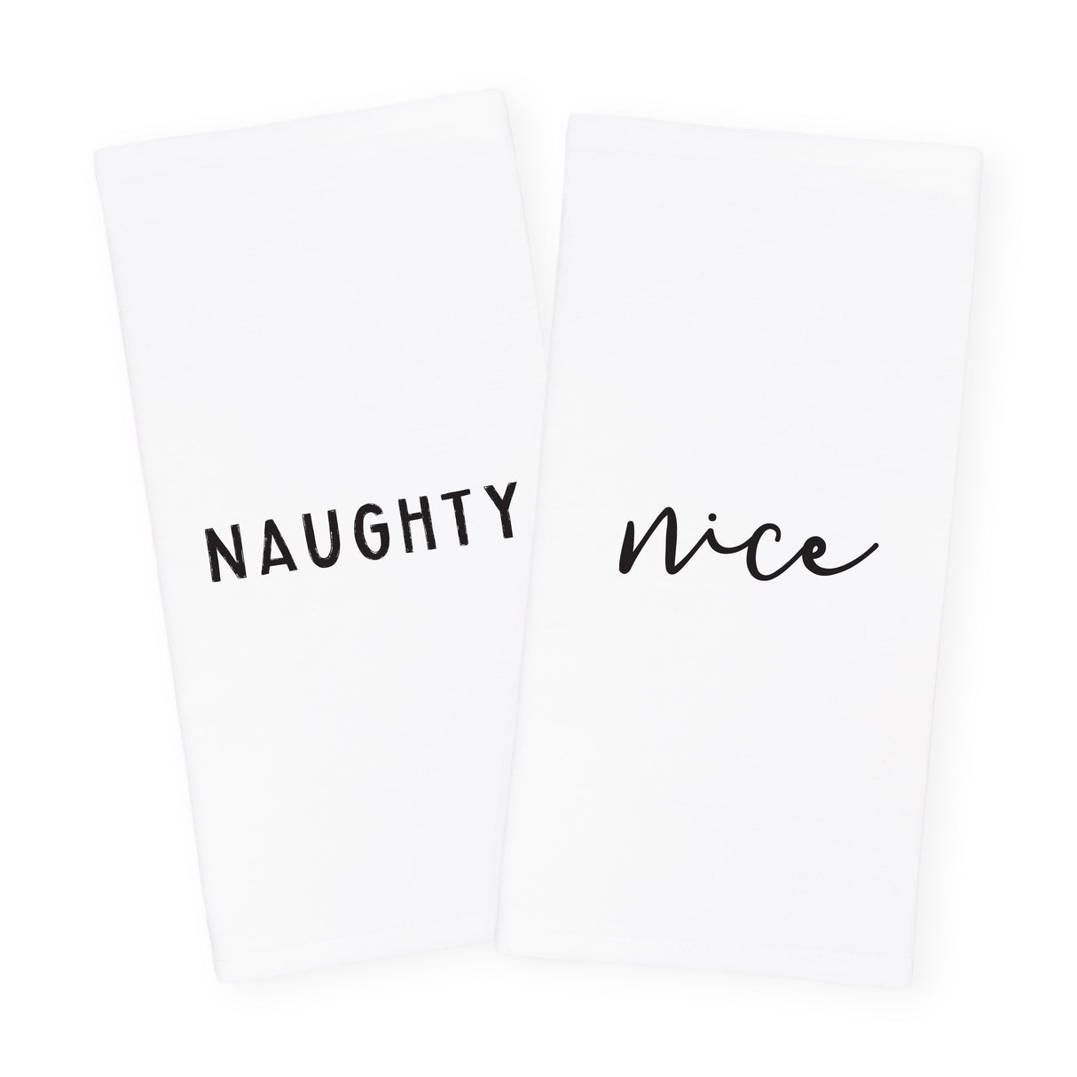 Naughty and Nice Christmas Kitchen Tea Towel, 2-Pack