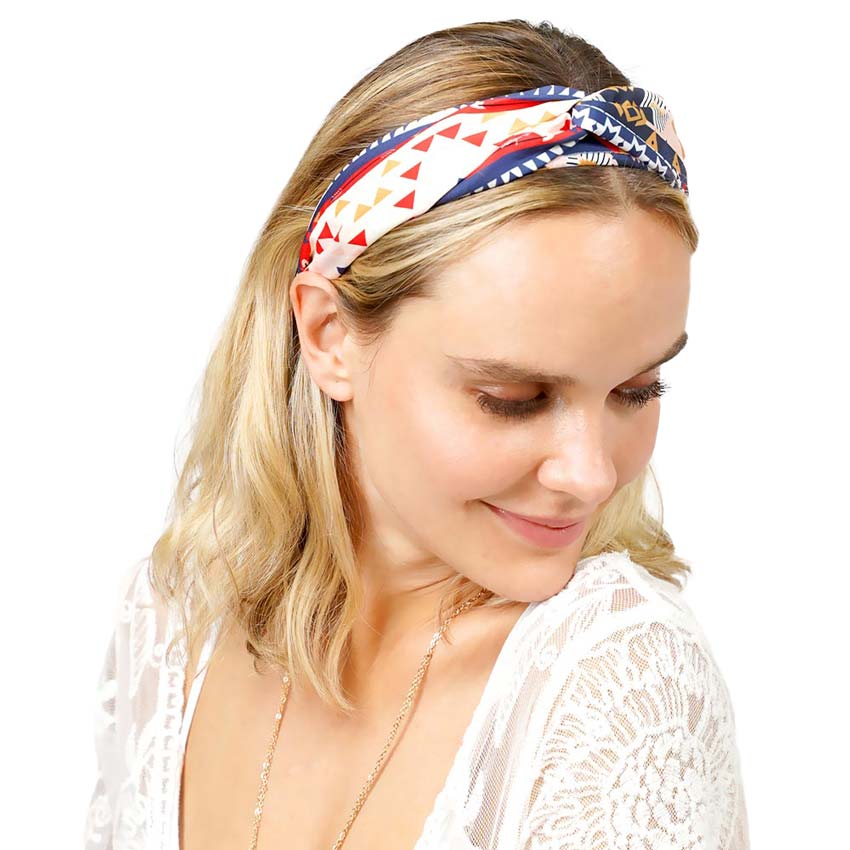 Aztec Patterned Twisted Headband from Madeline Love