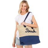 BEACH Message Rope Handle Crochet Fabric Tote Bag / Beach Bag  from Madeline Love