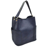 2-in-1 Chic Satchel Side Pocket Bucket Bag with Long Strap from Madeline Love