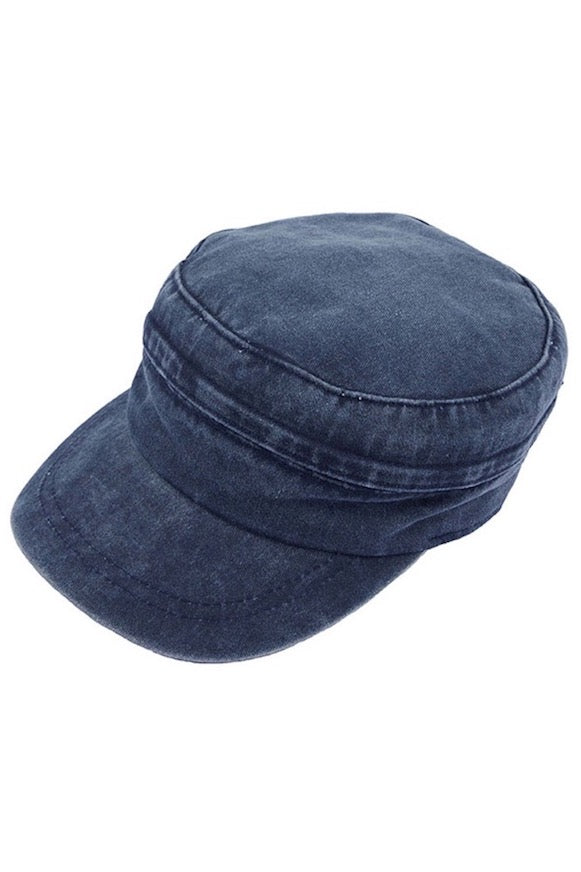 C.C Convertible Denim Army Zipper Cap Sun Visor from Madeline Love