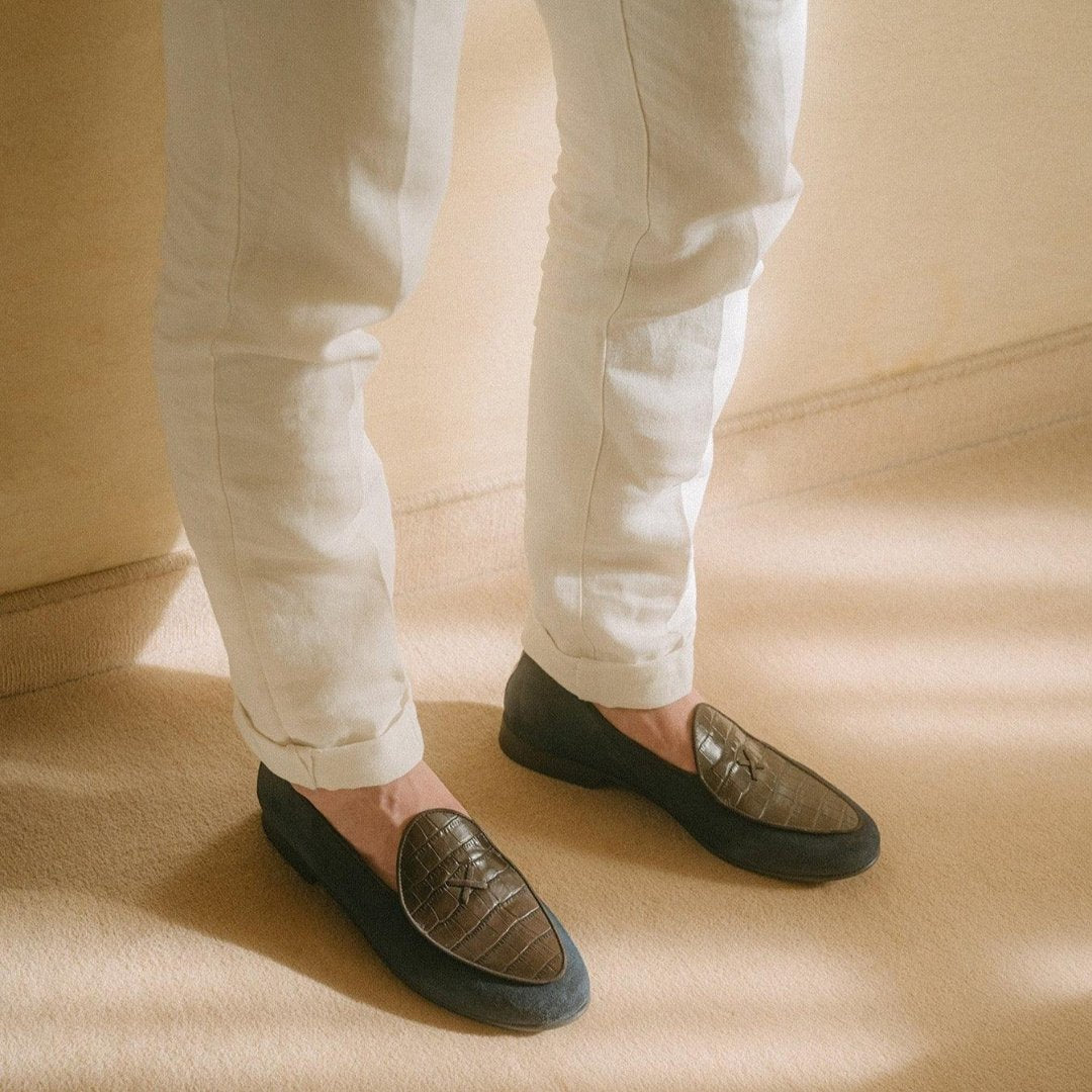 Men's Navy Croc Milano Loafer From Del Toro Shoes