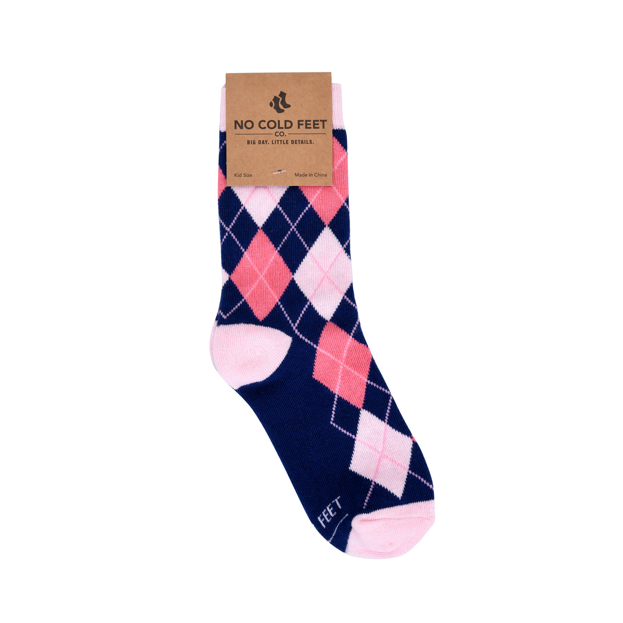 Navy and Pink Argyle Kids Socks from No Cold Feet