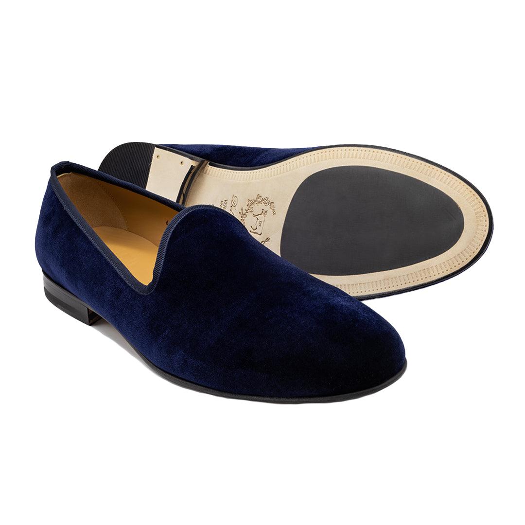 Men's Navy Velvet Slipper II from Del Toro Shoes