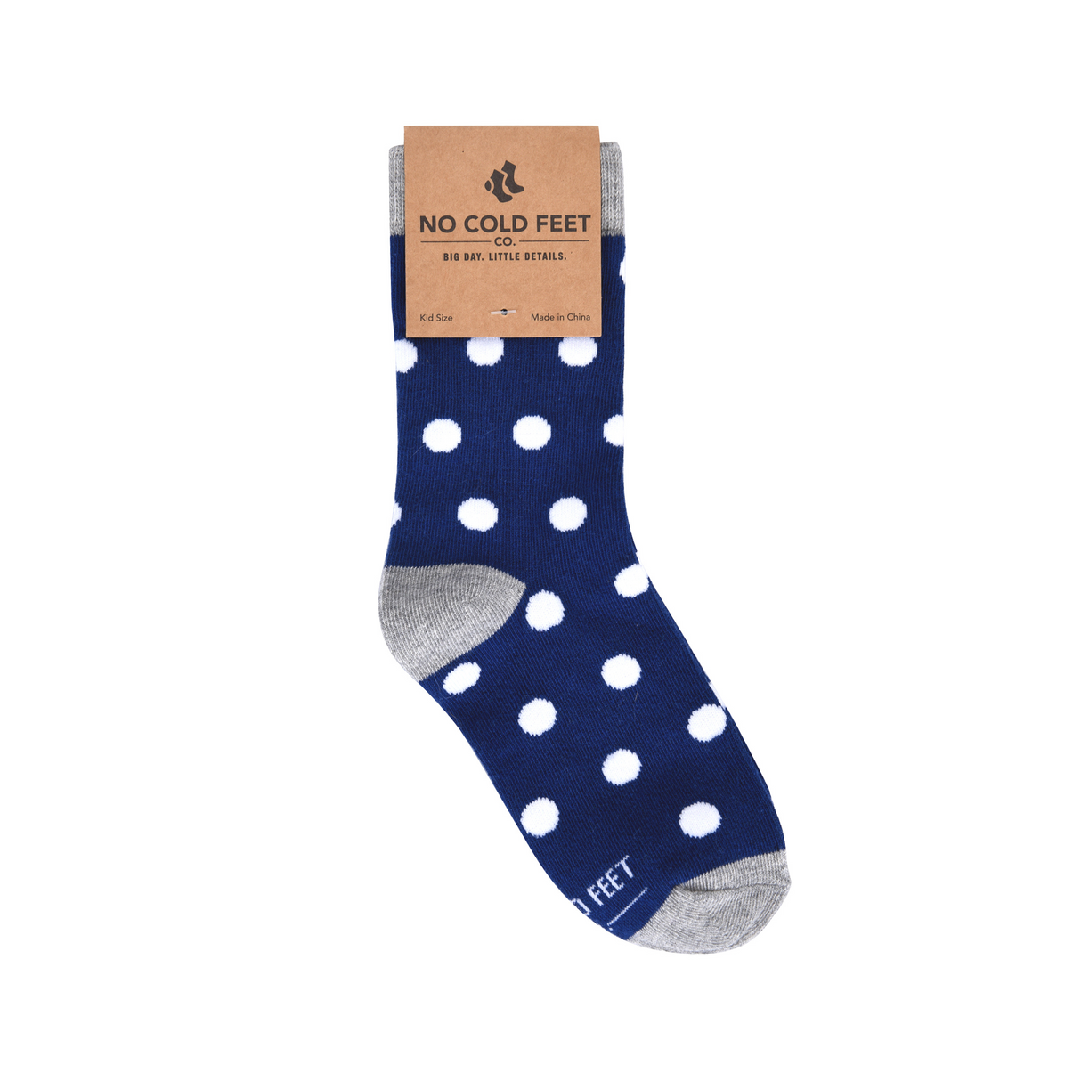Navy with White Polka Dot Kids Socks from No Cold Feet