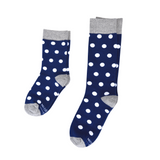 Navy with White Polka Dot Kids Socks from No Cold Feet