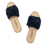 Dark Blue Bows Leather Sandals from Atlantis Handmade Shoes