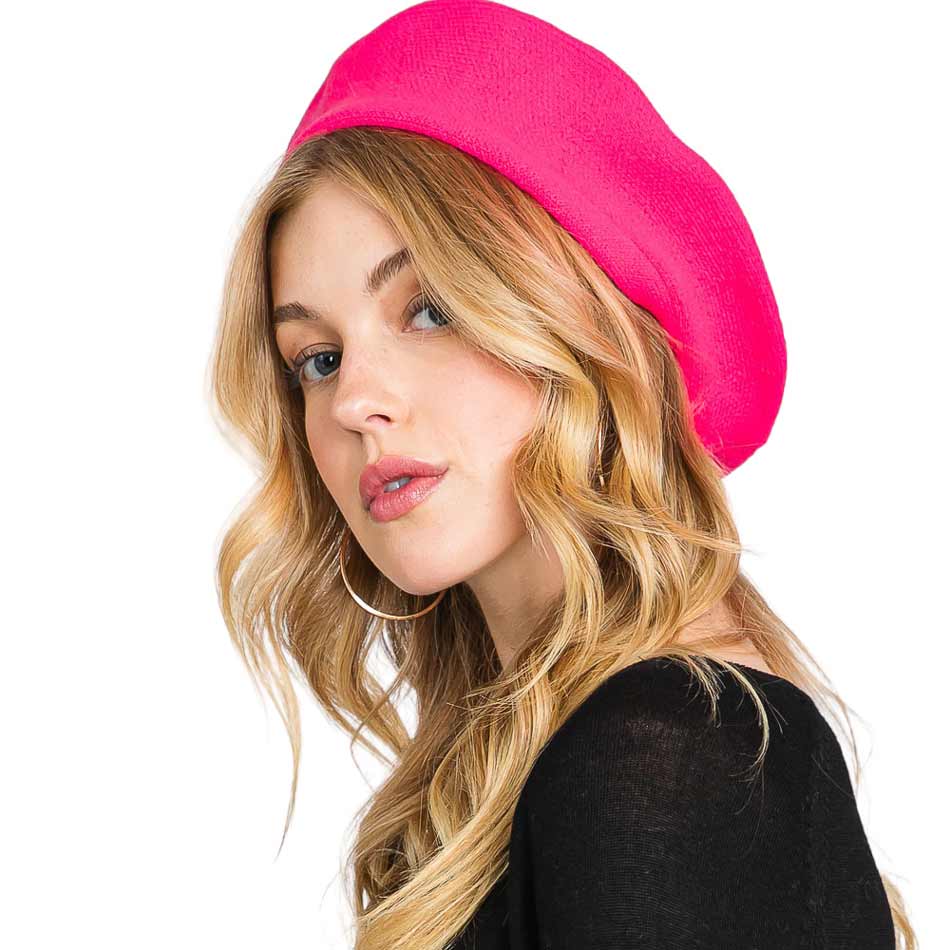 Trendy Fashionable Winter Stretchy Solid Beret Hat from Madeline Love