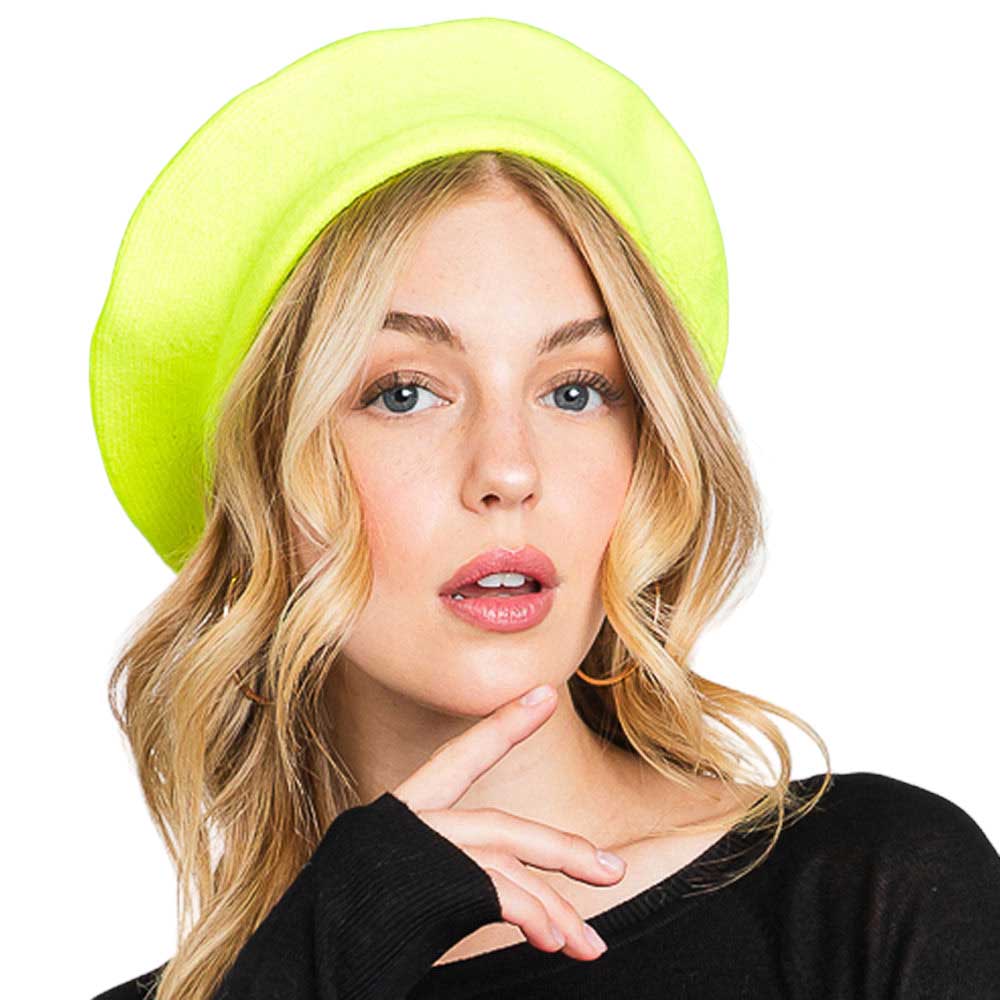Trendy Fashionable Winter Stretchy Solid Beret Hat from Madeline Love
