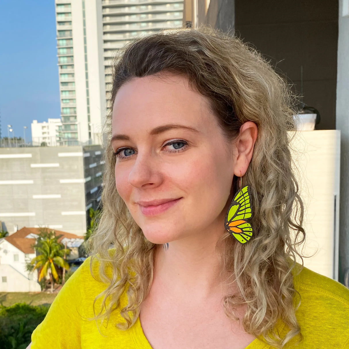 Neon Butterfly Wing Hoops from LE CHIC MIAMI