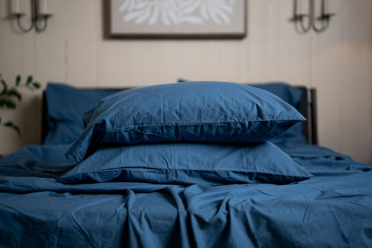 Crinkle Percale Organic Cotton Sheet Set + Pillowcases from Nest Bedding