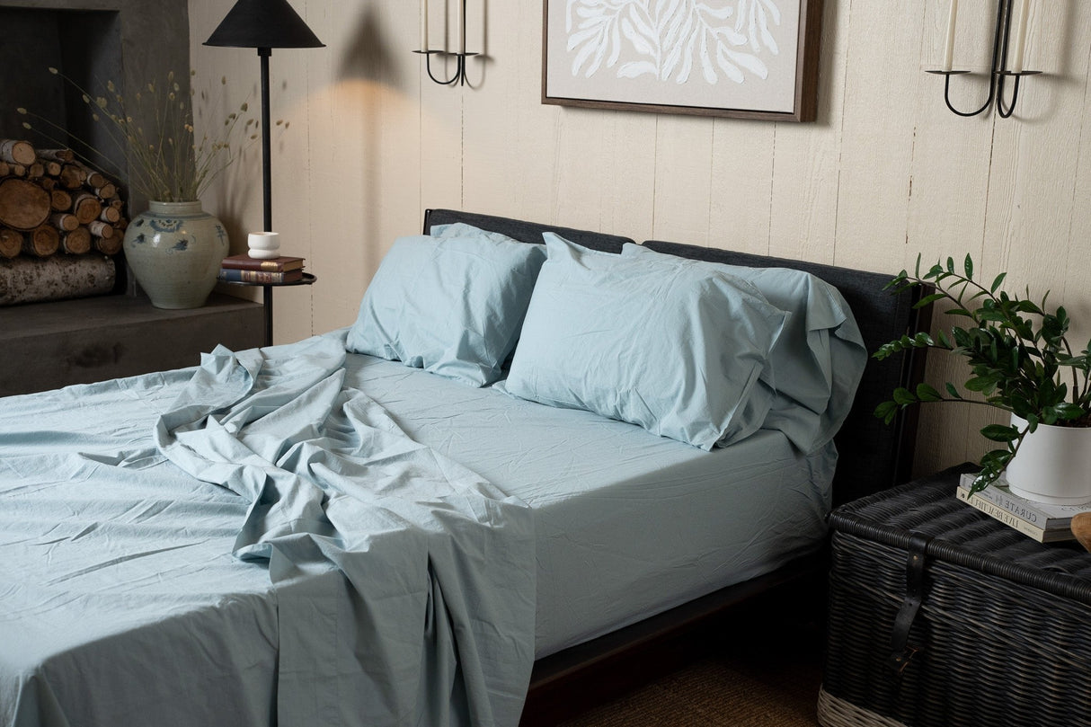 Crinkle Percale Organic Cotton Sheet Set + Pillowcases from Nest Bedding