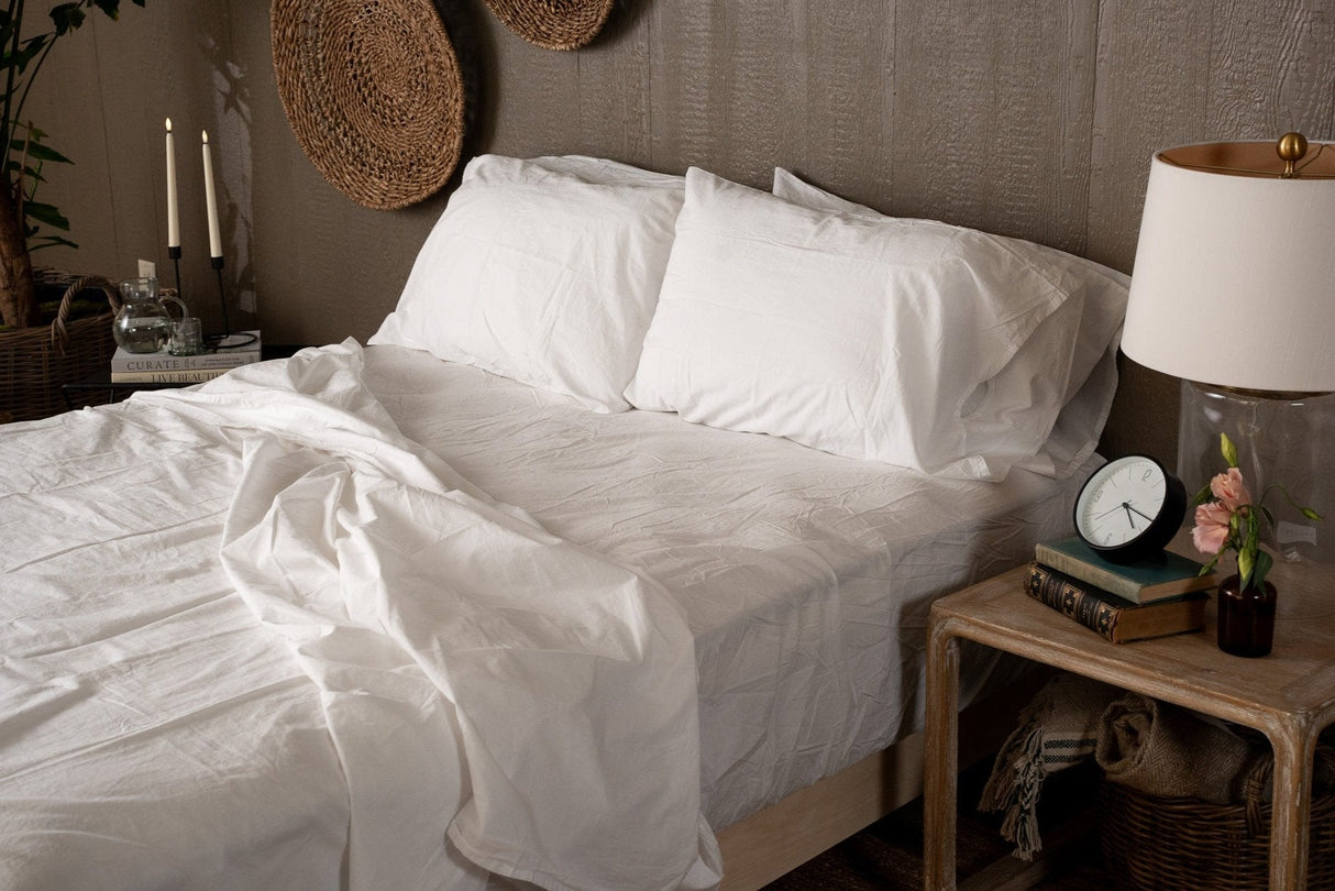 Crinkle Percale Organic Cotton Sheet Set + Pillowcases from Nest Bedding