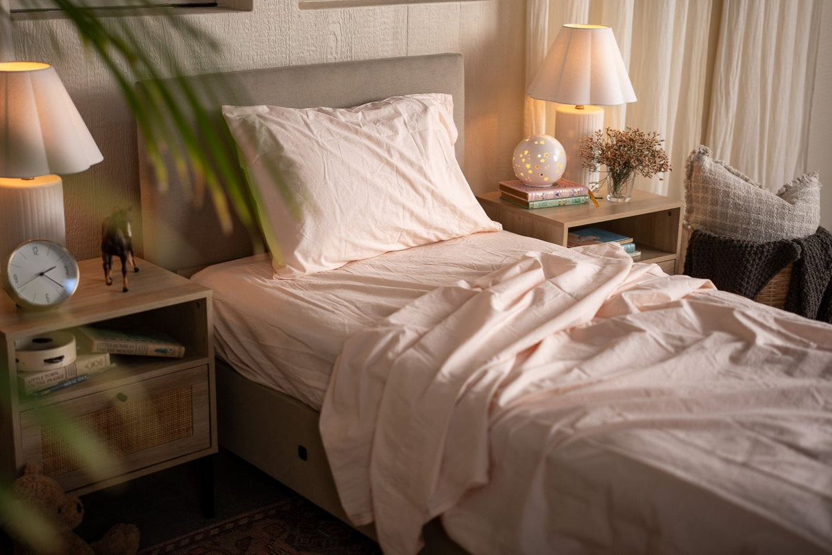 Kids Crinkle Percale Organic Cotton Sheet Set + Pillowcases From Nest Bedding