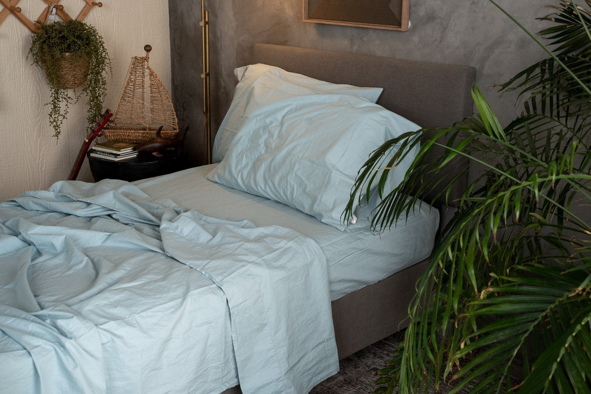 Kids Crinkle Percale Organic Cotton Sheet Set + Pillowcases From Nest Bedding