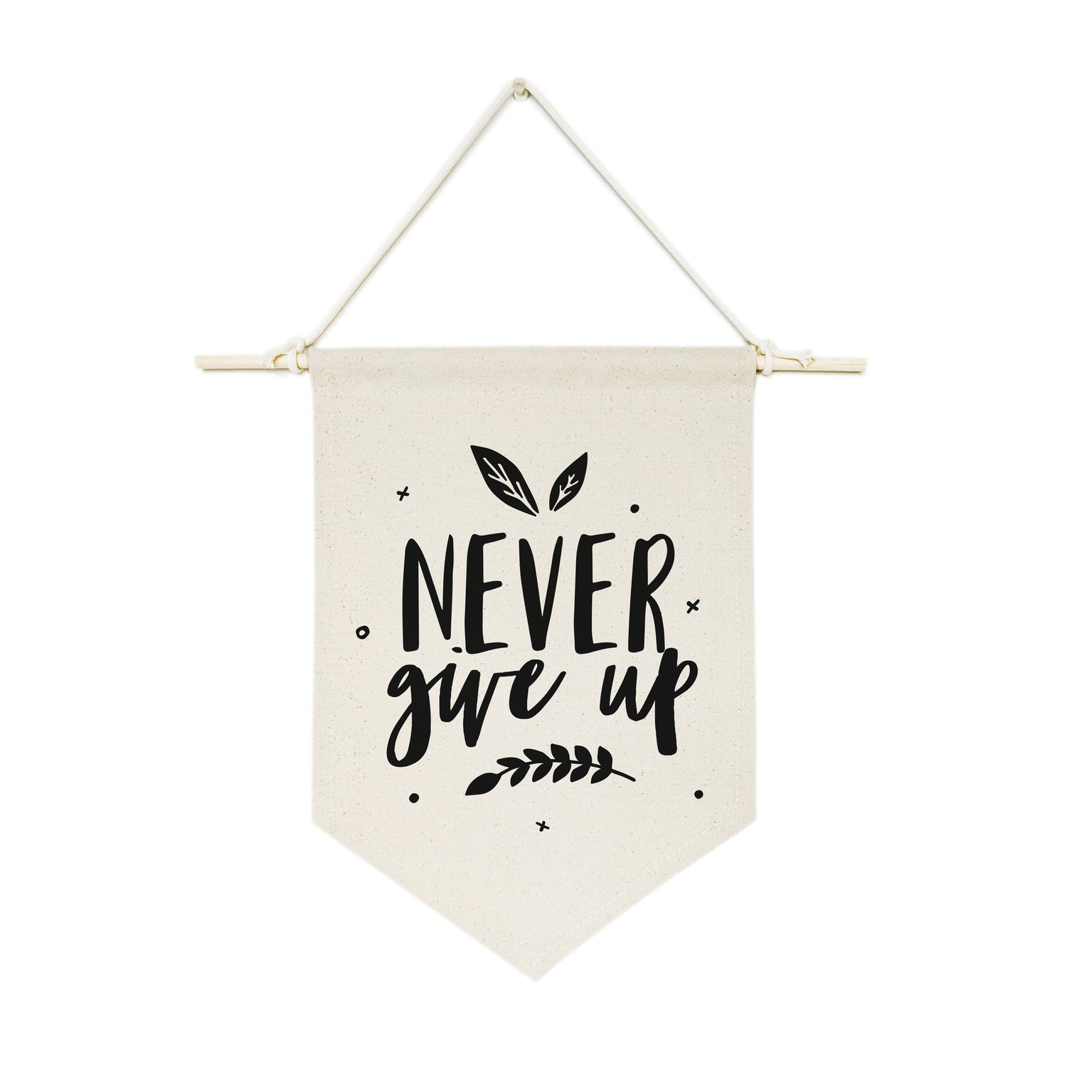 Never Give Up Hanging Wall Banner from The Cotton & Canvas Co.