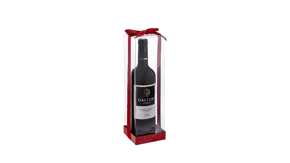 Clear Wine Bottle Gift Boxes 6 Pack With Base Lid & Ribbon Maroon 3.5X3.5 X12.75 from Hammont