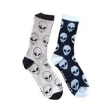 White & Black Alien Socks from Disco Toez