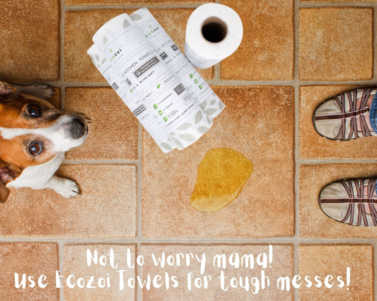 Bamboo Kitchen Paper Towels, Reusable Tree-Free Rolls with Design, 4 Pack from ecozoi