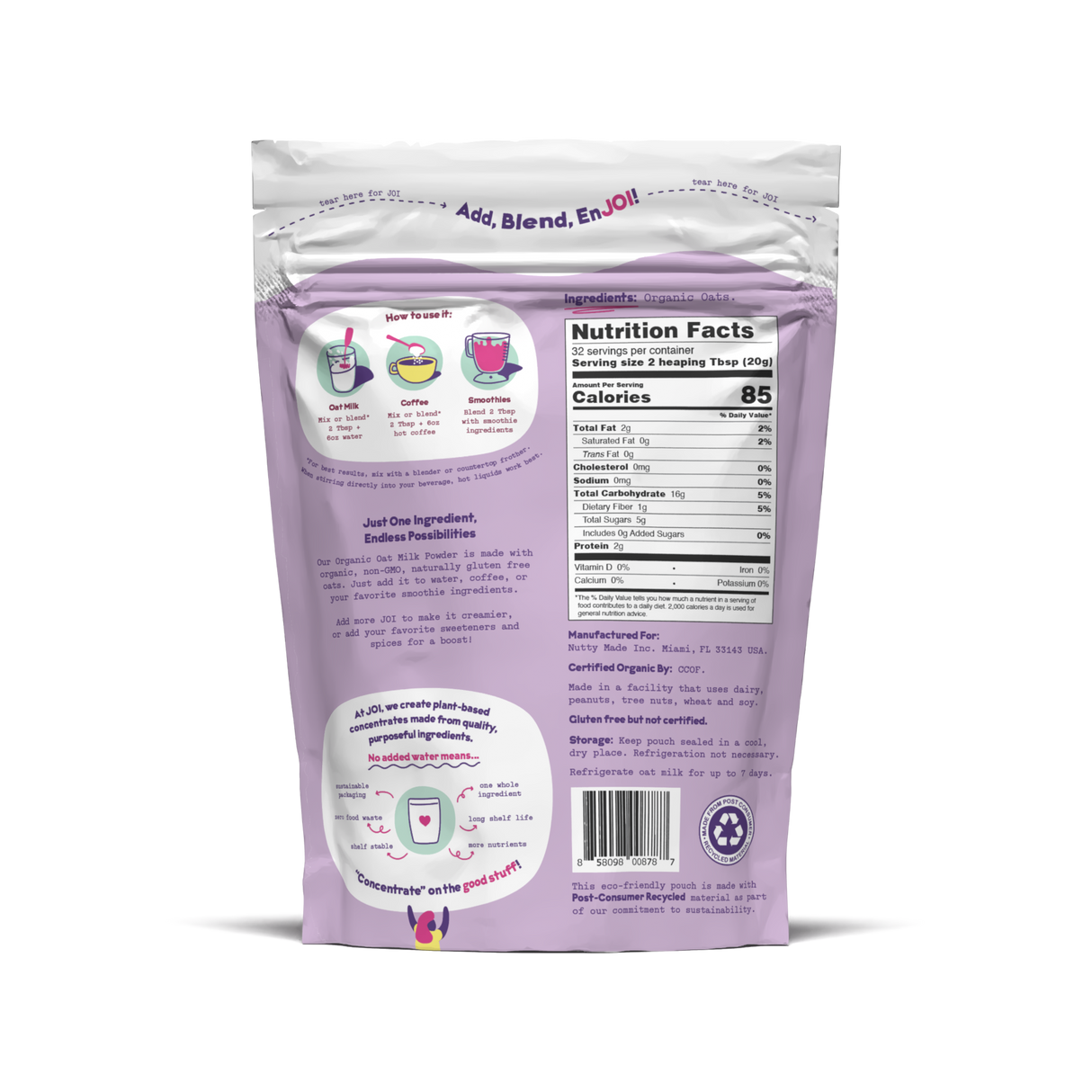Organic Oat & Cashew 2-Pack From JOI