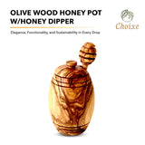 Olive Wood Honey Pot w/Honey Dipper from Choixe