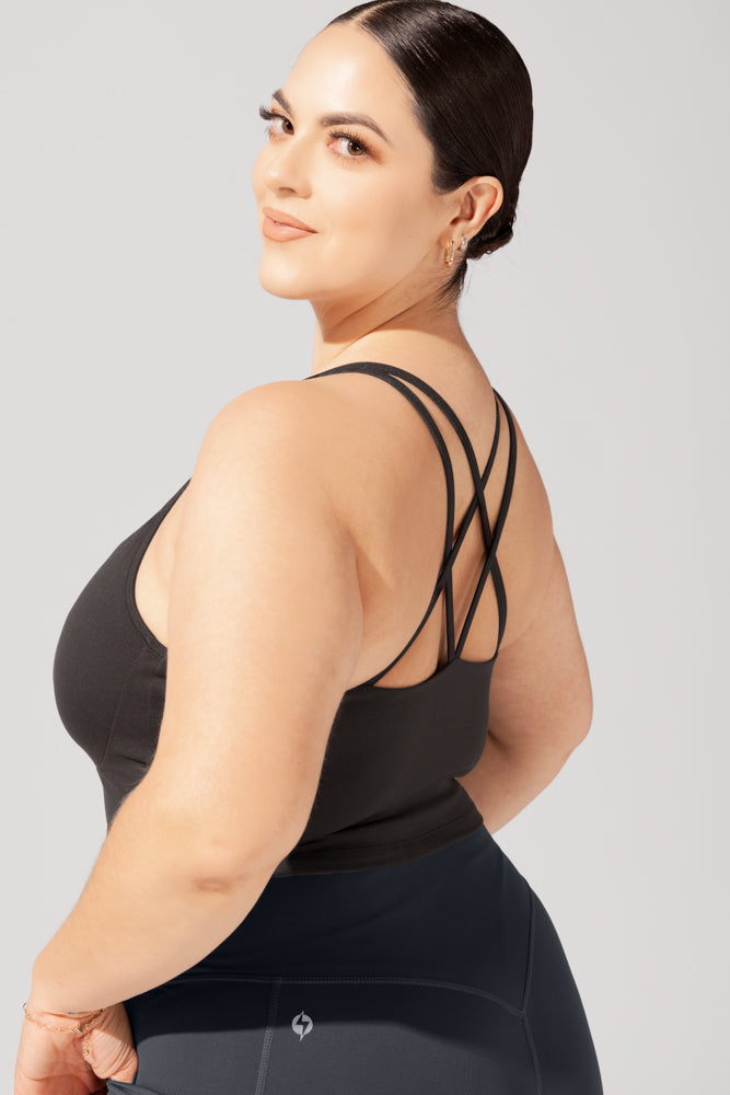 Celeste Mesh Crop Bralette - Black from POPFLEX