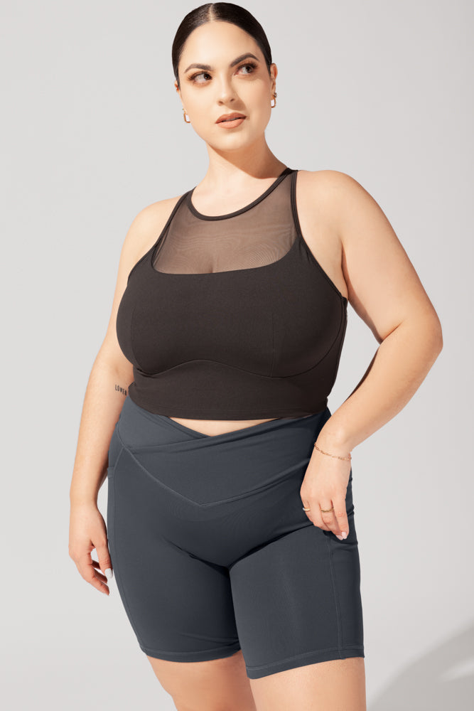 Celeste Mesh Crop Bralette - Black from POPFLEX
