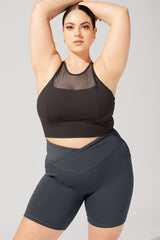 Celeste Mesh Crop Bralette - Black from POPFLEX