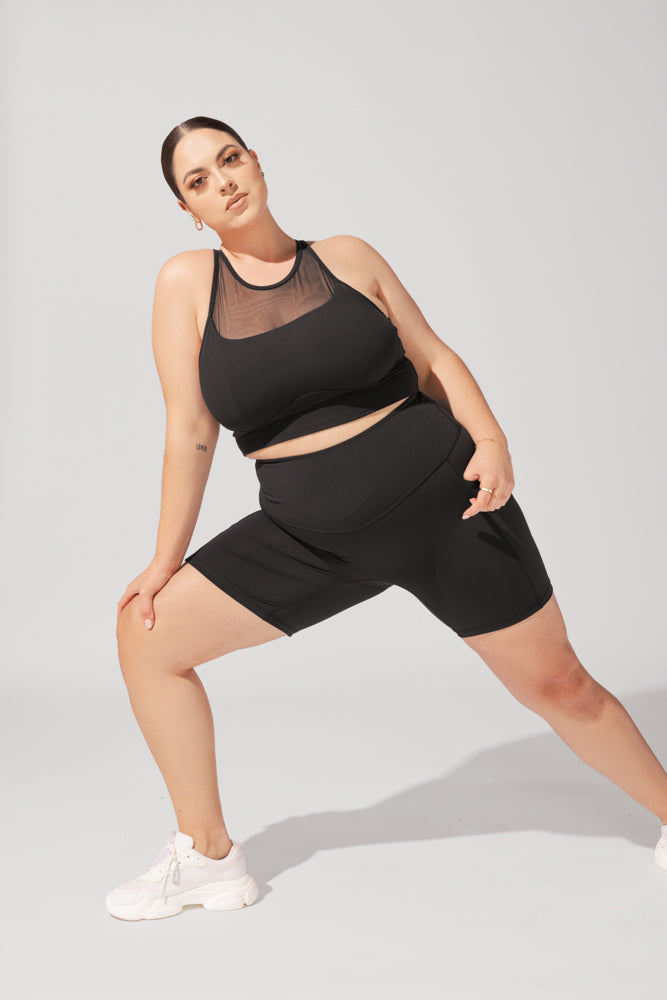 Celeste Mesh Crop Bralette - Black from POPFLEX