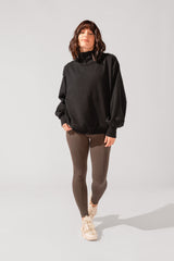 Ooey Gooey Mockneck Sweatshirt with Pockets - Black from POPFLEX