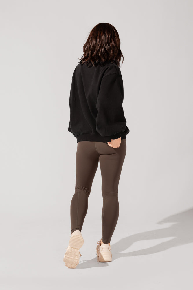 Ooey Gooey Mockneck Sweatshirt with Pockets - Black from POPFLEX