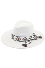 C.C Aztec Trim Band Vegan Felt Panama Hat from Madeline Love