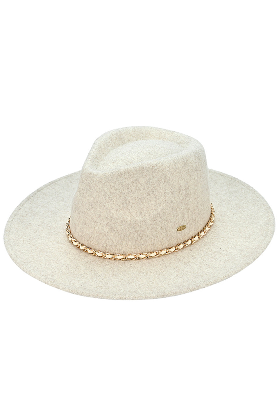 C.C Chain Trim Band Vegan Felt Panama Hat from Madeline Love